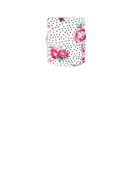 Bustiertop met bloemen- en stippenprint van crêpestof, met vierkante hals en ritssluiting aan de zijkant, Rinascimento