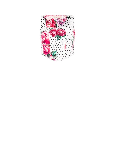 Bustiertop met bloemen- en stippenprint van crêpestof, met vierkante hals en ritssluiting aan de zijkant, Rinascimento