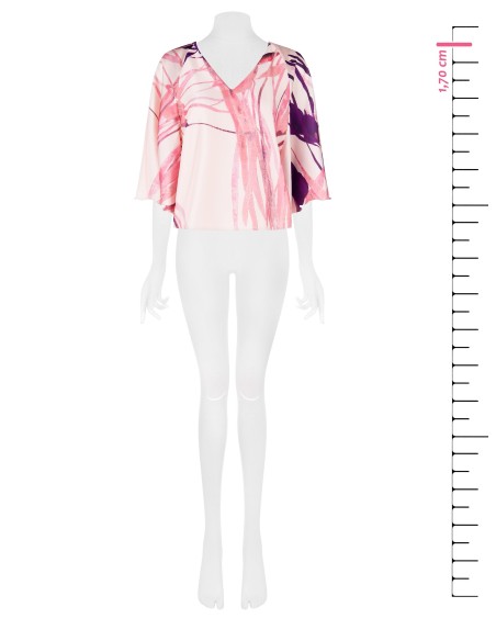 Ruime satijnen blouse met V-hals en vlindermouwen Rinascimento