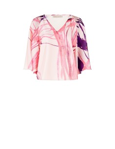 Ruime satijnen blouse met V-hals en vlindermouwen Rinascimento