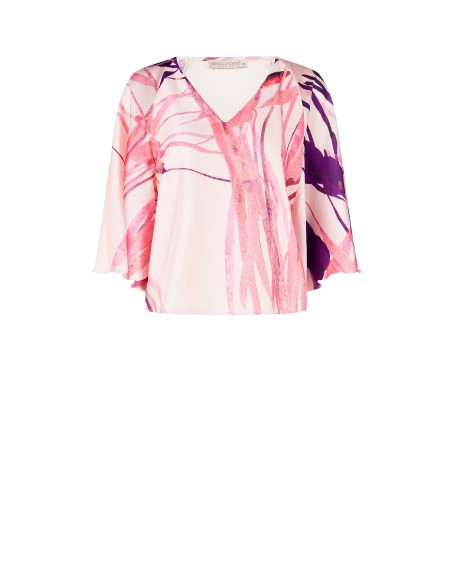 Ruime satijnen blouse met V-hals en vlindermouwen Rinascimento