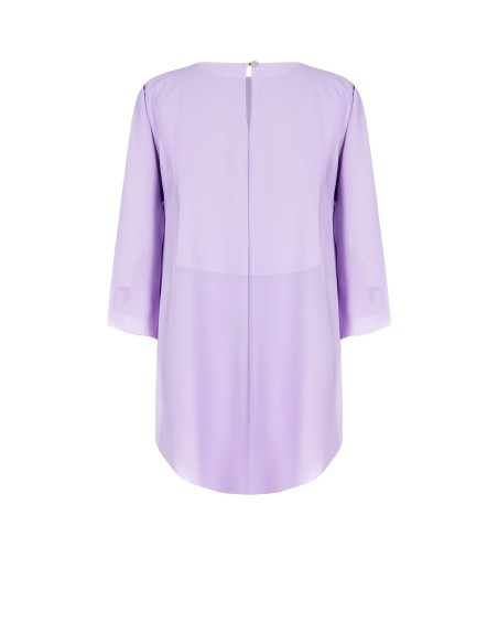 Asymmetrische wijde satijnen blouse met mouwen in cape-stijl Rinascimento