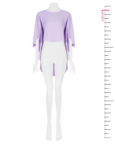 Asymmetrische wijde satijnen blouse met mouwen in cape-stijl Rinascimento