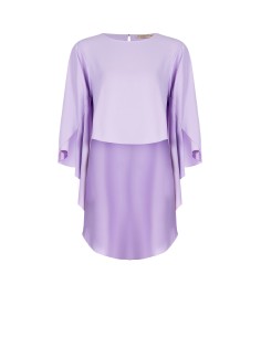 Asymmetrische wijde satijnen blouse met mouwen in cape-stijl Rinascimento