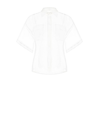 Vierkant organza overhemd met zakken van satijn met Rinascimento-logo