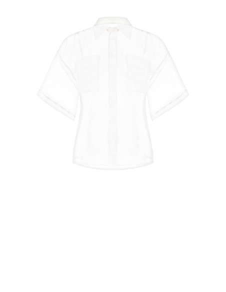Vierkant organza overhemd met zakken van satijn met Rinascimento-logo