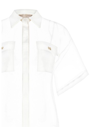 Vierkant organza overhemd met zakken van satijn met Rinascimento-logo