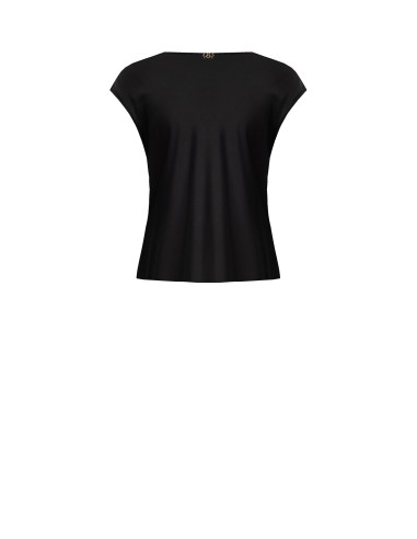 Getailleerde soepele satijnen blouse met V-hals Rinascimento