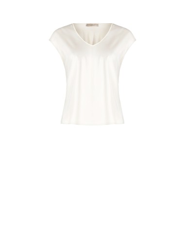 Getailleerde soepele satijnen blouse met V-hals Rinascimento