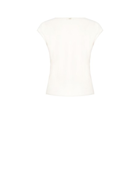Getailleerde soepele satijnen blouse met V-hals Rinascimento