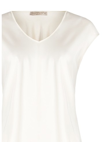Getailleerde soepele satijnen blouse met V-hals Rinascimento