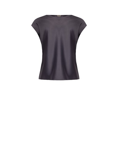 Getailleerde soepele satijnen blouse met V-hals Rinascimento