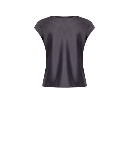 Getailleerde soepele satijnen blouse met V-hals Rinascimento