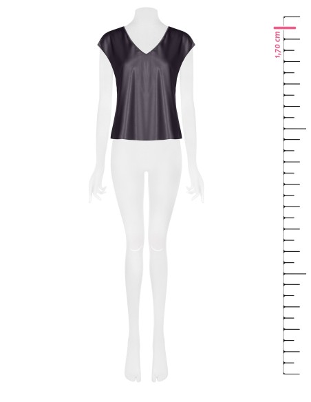Getailleerde soepele satijnen blouse met V-hals Rinascimento