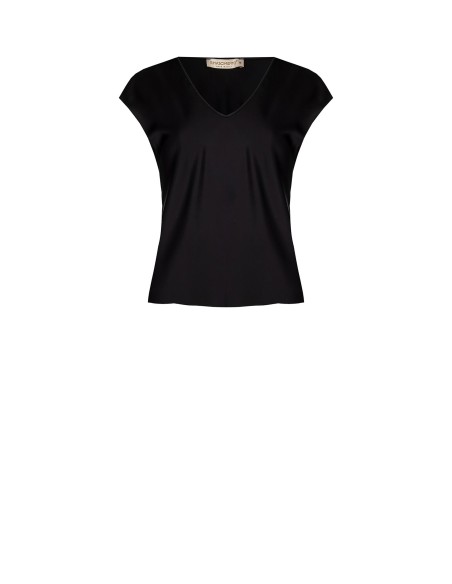 Getailleerde soepele satijnen blouse met V-hals Rinascimento