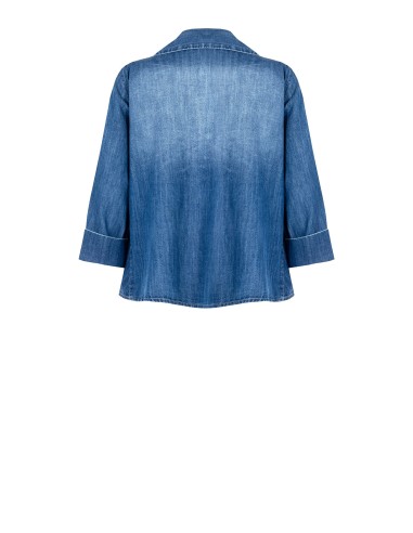 Ruime trapeziumvormige denim blouse met 3/4-mouwen Rinascimento