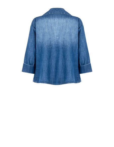 Ruime trapeziumvormige denim blouse met 3/4-mouwen Rinascimento