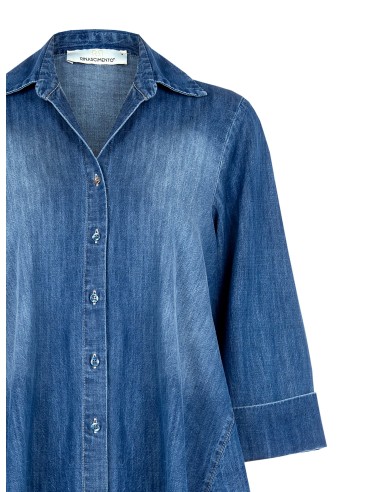 Ruime trapeziumvormige denim blouse met 3/4-mouwen Rinascimento