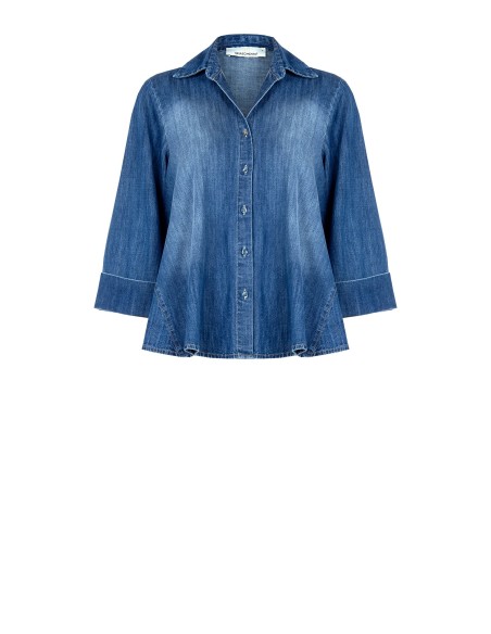 Ruime trapeziumvormige denim blouse met 3/4-mouwen Rinascimento