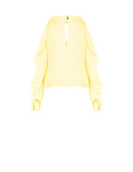 Wijde georgetteblouse met cut-out en ruches aan de mouwen van Rinascimento