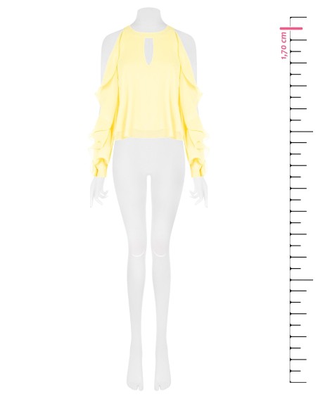 Wijde georgetteblouse met cut-out en ruches aan de mouwen van Rinascimento