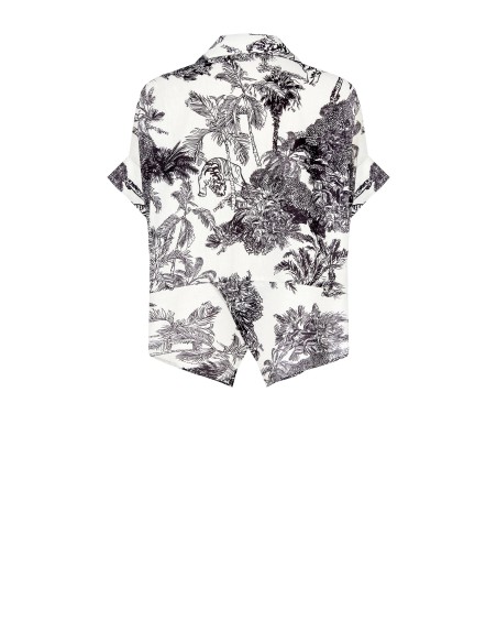 Oversized asymmetrisch overhemd met junglemotief Rinascimento