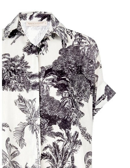 Oversized asymmetrisch overhemd met junglemotief Rinascimento