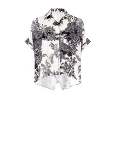 Oversized asymmetrisch overhemd met junglemotief Rinascimento