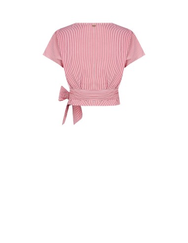 Rinascimento gestreepte katoenen wikkelblouse