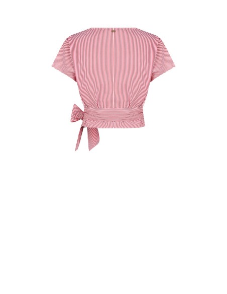 Rinascimento gestreepte katoenen wikkelblouse