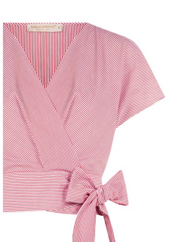 Rinascimento gestreepte katoenen wikkelblouse