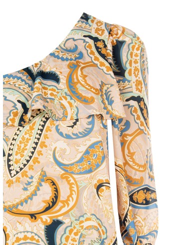 Getailleerde one-shoulder top met volant Rinascimento