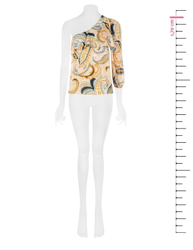 Getailleerde one-shoulder top met volant Rinascimento
