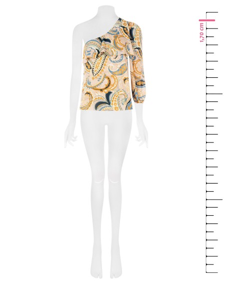 Getailleerde one-shoulder top met volant Rinascimento