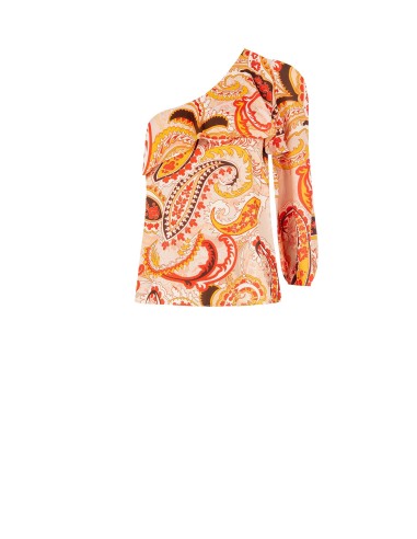 Getailleerde one-shoulder top met volant Rinascimento