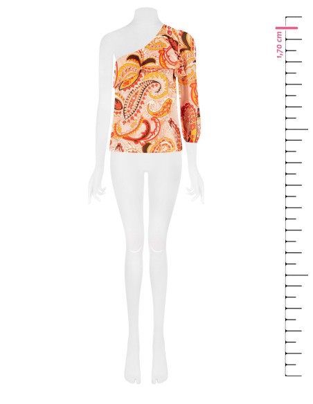 Getailleerde one-shoulder top met volant Rinascimento