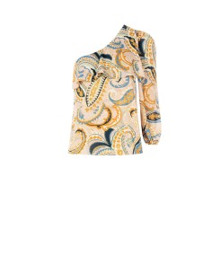 Getailleerde one-shoulder top met volant Rinascimento