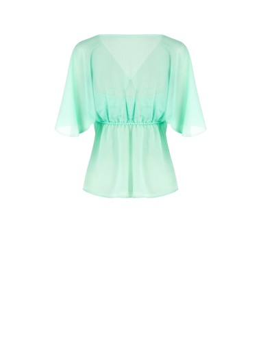 Mouwloze blouse van crêpon met vlindermouwen Rinascimento