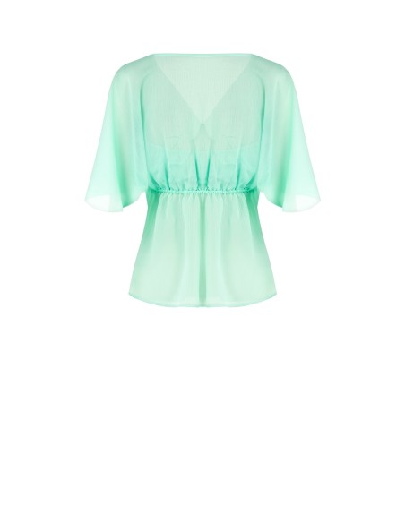 Mouwloze blouse van crêpon met vlindermouwen Rinascimento