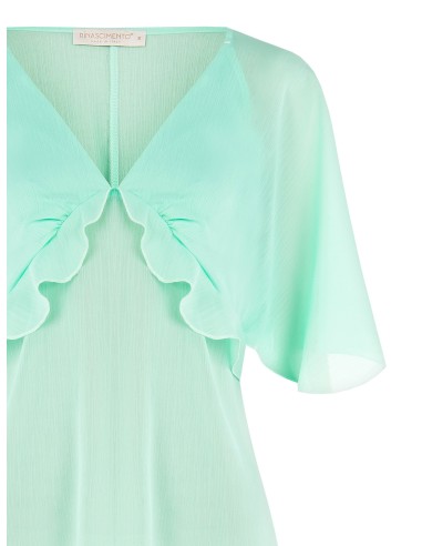 Mouwloze blouse van crêpon met vlindermouwen Rinascimento