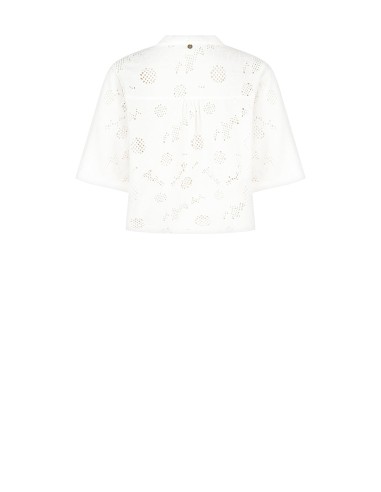 Ruime blouse van katoenmix met bloemenborduursel en ajourdetails, met V-hals Rinascimento