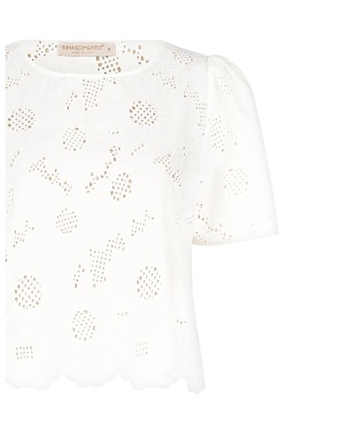 Ruime blouse van katoenmix, geborduurd met bloemen en voorzien van ajourdetails van Rinascimento