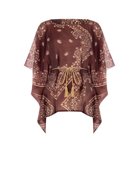 Kimonoblouse van viscose met bijpassende koordceintuur van Rinascimento