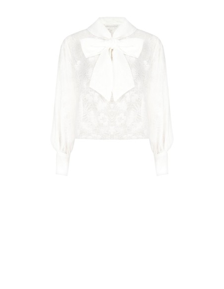 Wijde blouse van viscosemix met devoré Rinascimento