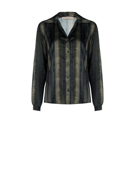 Ruimvallende en soepele blouse van slangenprintsatijn van Rinascimento