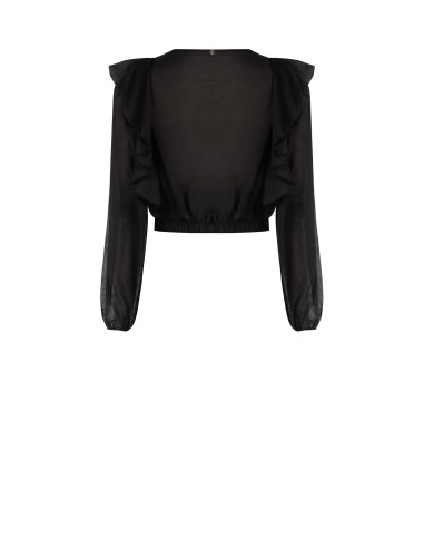 Ballonblouse van ecologische vezel met V-hals Rinascimento