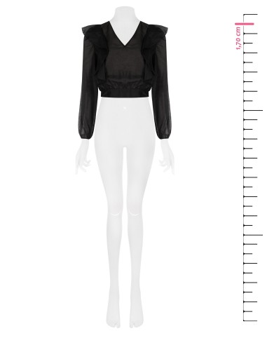 Ballonblouse van ecologische vezel met V-hals Rinascimento