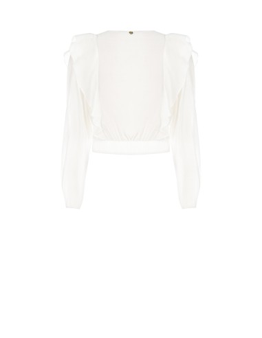 Ballonblouse van ecologische vezel met V-hals Rinascimento