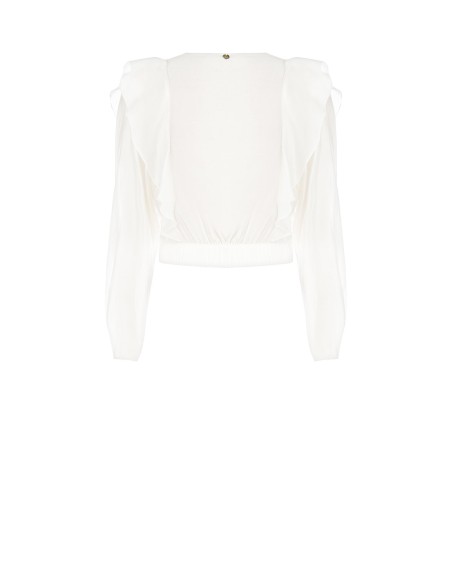 Ballonblouse van ecologische vezel met V-hals Rinascimento