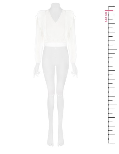 Ballonblouse van ecologische vezel met V-hals Rinascimento